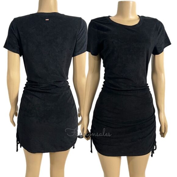 PINK Victoria's Secret Sweaters - Victorias Secret Pink Beach Terry Ruched Sides Dress Black Xsmall